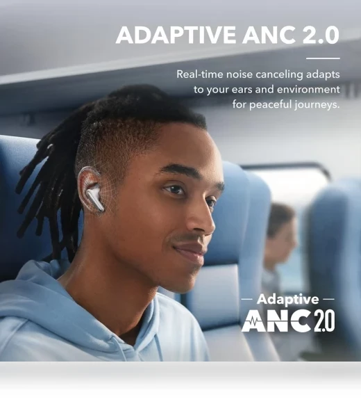 Soundcore Liberty 4 NC Earbuds TWS Headphones with Adaptive ANC 2.0 — In-Ear Headphones, Anker
