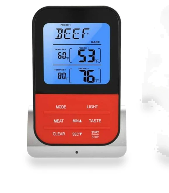 LCD Digital Food Thermometer with Dual Probe Sensors Timer — Instant-Read