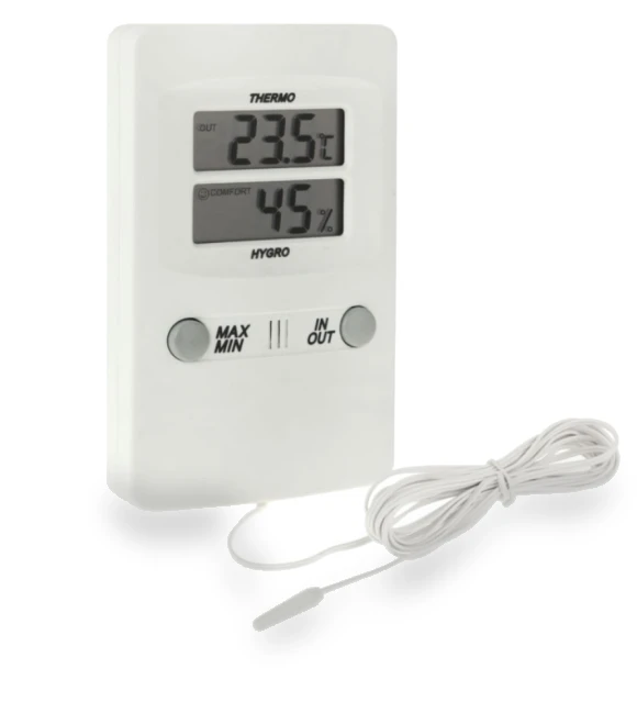 Digital LCD Indoor Outdoor Sensor Probe Weather Humidity Hygrometer Thermometer — Barometers