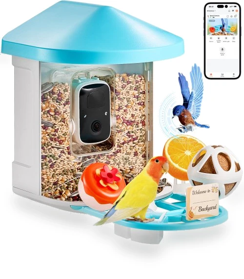 Smart Bird Feeder with Camera 2K HD AI Identify Bird Species — Backyard Birding, VEVOR