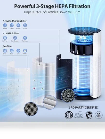 Large Room Air Purifier with HEPA Filter and Sleep Mode — Electrostatic Air Purifiers, ECOSELF