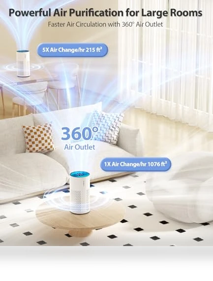 Large Room Air Purifier with HEPA Filter and Sleep Mode — Electrostatic Air Purifiers, ECOSELF