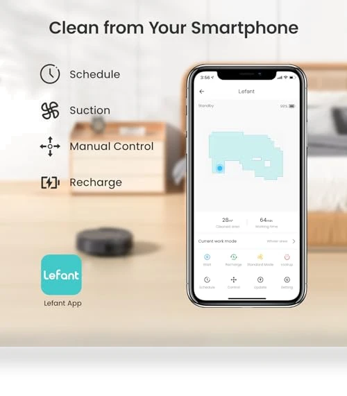 Robot Vacuum Cleaner with Strong Suction, Wi-Fi, Alexa Compatible — Smart Cleaning Robots, Lefant