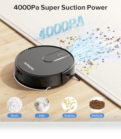 Robot Vacuum and Mop Combo with 4000Pa Suction, Self-Charging, Advanced Obstacle Avoidance — Smart Cleaning Robots, ROPVACNIC