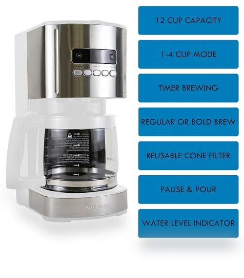 12 Cup Drip Coffee Machine with Programmable Timer and Aroma Control — Coffee Makers, Kenmore