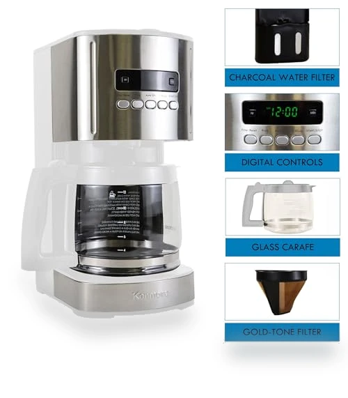 12 Cup Drip Coffee Machine with Programmable Timer and Aroma Control — Coffee Makers, Kenmore