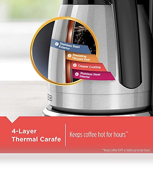 12 Cup Thermal Programmable Coffee Maker with Brew Strength and VORTEX Technology — Beverage Warmers, BLACK+DECKER
