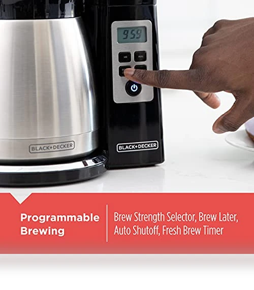 12 Cup Thermal Programmable Coffee Maker with Brew Strength and VORTEX Technology — Beverage Warmers, BLACK+DECKER