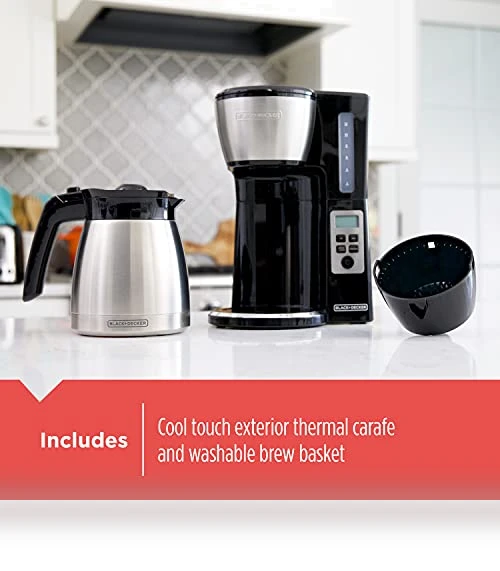 12 Cup Thermal Programmable Coffee Maker with Brew Strength and VORTEX Technology — Beverage Warmers, BLACK+DECKER