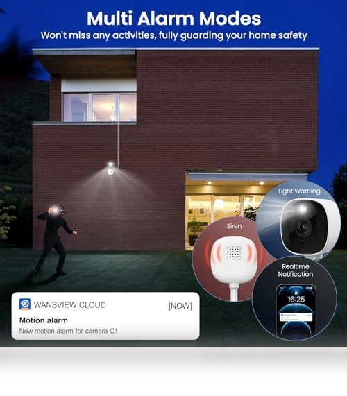 2K Home Security Camera with Color Night Vision, White Light, Siren — Cameras & Monitors