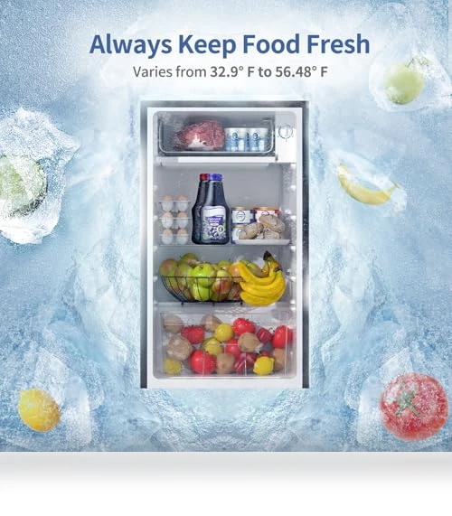 Mini Fridge with Freezer, 3.2Cu.Ft, Single Door Small Refrigerator, Energy-Efficient, Low Noise — Mini Fridges, BANGSON