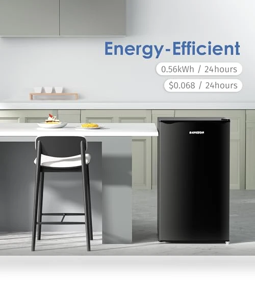 Mini Fridge with Freezer, 3.2Cu.Ft, Single Door Small Refrigerator, Energy-Efficient, Low Noise — Mini Fridges, BANGSON