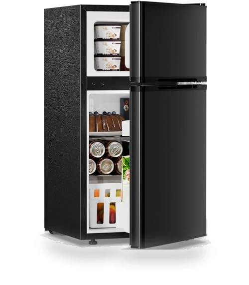 3.2 Cu.Ft Mini Refrigerator with Freezer, Double Door Compact Fridge — Mini Fridges, Antarctic Star