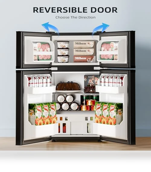 3.2 Cu.Ft Mini Refrigerator with Freezer, Double Door Compact Fridge — Mini Fridges, Antarctic Star
