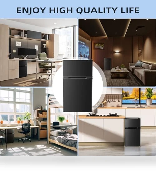 3.2 Cu.Ft Mini Refrigerator with Freezer, Double Door Compact Fridge — Mini Fridges, Antarctic Star