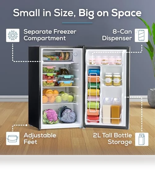 3.2 Cu.Ft. Compact Refrigerator with Freezer - Slide Out Glass Shelf — Mini Fridges, Igloo