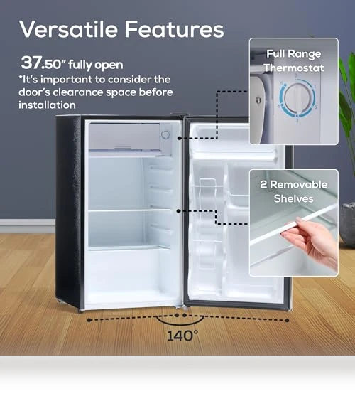 3.2 Cu.Ft. Compact Refrigerator with Freezer - Slide Out Glass Shelf — Mini Fridges, Igloo