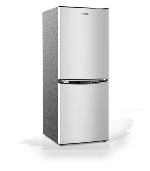 4.0 Cu.Ft Small Refrigerator with Freezer, Double Door, Stainless Steel — Mini Fridges, BANGSON