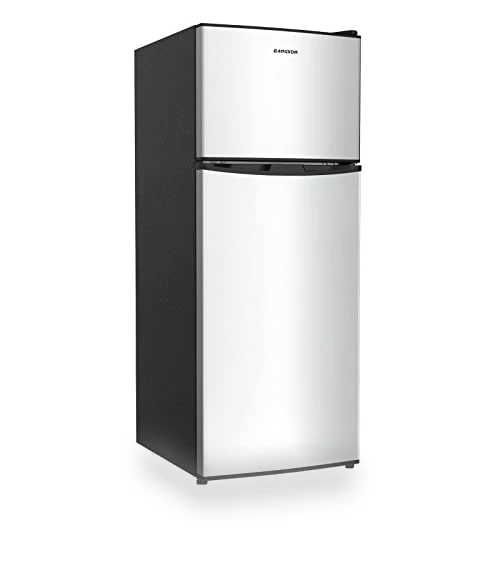4.0 Cu.Ft Small Refrigerator with Freezer, Double Door, Stainless Steel — Mini Fridges, BANGSON