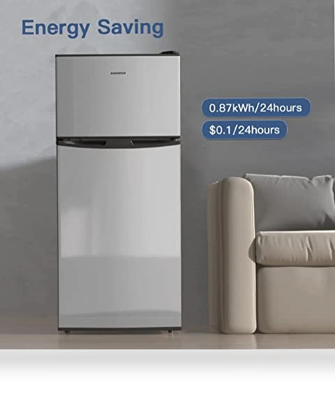 4.0 Cu.Ft Small Refrigerator with Freezer, Double Door, Stainless Steel — Mini Fridges, BANGSON