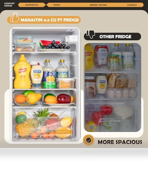 4.5 Cu.Ft Mini Fridge with Freezer, 2 Doors, Adjustable Shelves — Mini Fridges, Manastin