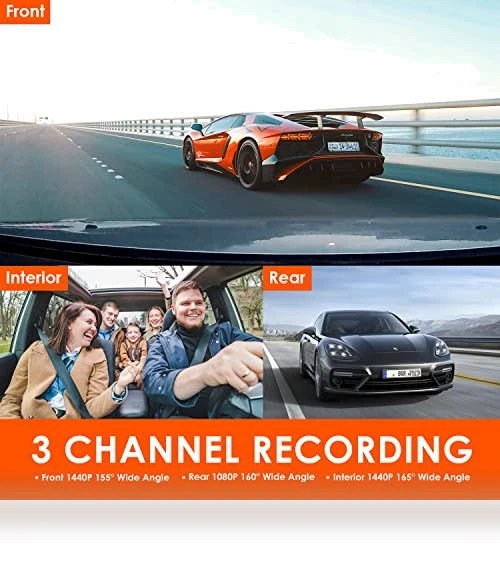 3 Channel Dash Cam with 4K, 1440P, and 1080P Resolution, IR Night Vision, 24 Hours Parking Mode — Dashboard Cameras, VANTRUE