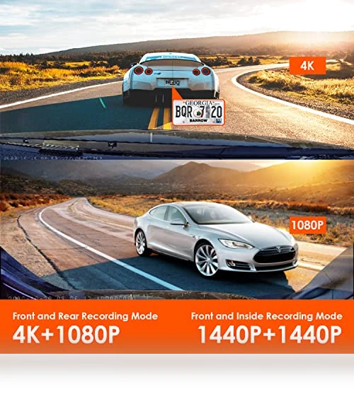 3 Channel Dash Cam with 4K, 1440P, and 1080P Resolution, IR Night Vision, 24 Hours Parking Mode — Dashboard Cameras, VANTRUE