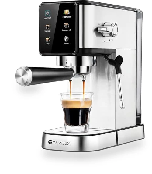 20Bar Espresso Machine with Dual Boiler & Milk Frother — Coffee & Espresso Combos, Tesslux