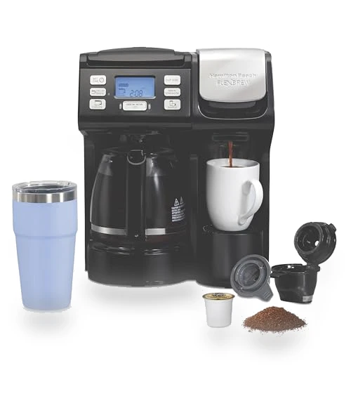 FlexBrew Trio 2-Way Coffee Maker, Compatible with K-Cup Pods or Grounds, Single Serve & Full Pot — Coffee & Espresso Combos, Hamilton Beach
