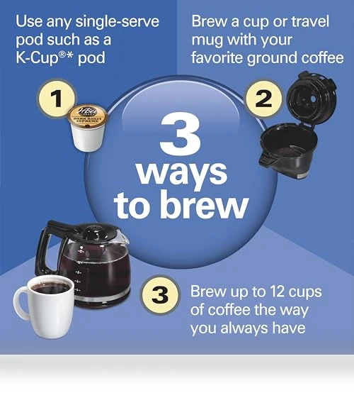 FlexBrew Trio 2-Way Coffee Maker, Compatible with K-Cup Pods or Grounds, Single Serve & Full Pot — Coffee & Espresso Combos, Hamilton Beach