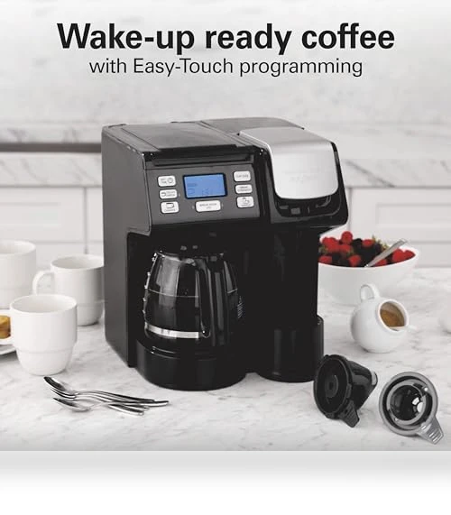 FlexBrew Trio 2-Way Coffee Maker, Compatible with K-Cup Pods or Grounds, Single Serve & Full Pot — Coffee & Espresso Combos, Hamilton Beach