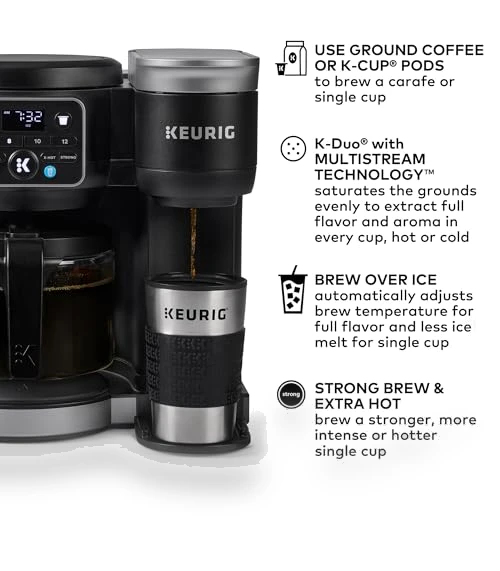 Hot & Iced Single Serve & Carafe Coffee Maker with MultiStream Technology — Coffee & Espresso Combos, Keurig