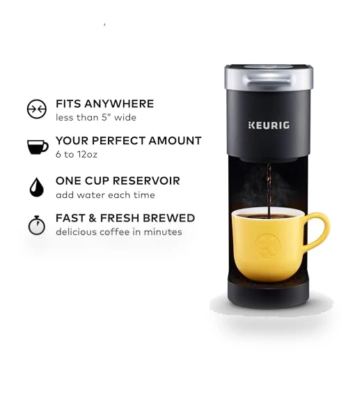 Single Serve K-Cup Pod Coffee Maker, 6 to 12oz Brew size, with Cord Storage, Perfect for Small Spaces — Single-Cup Coffee Makers, Keurig