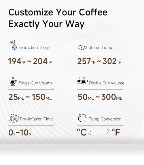 Programmable Espresso Machine with Adjustable Temperature and Cup Volume — Coffee & Espresso Combos, HIBREW