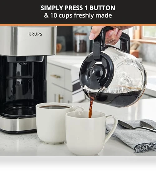10-Cup Drip Coffee Maker with Reusable Filter — Coffee & Espresso Combos, KRUPS