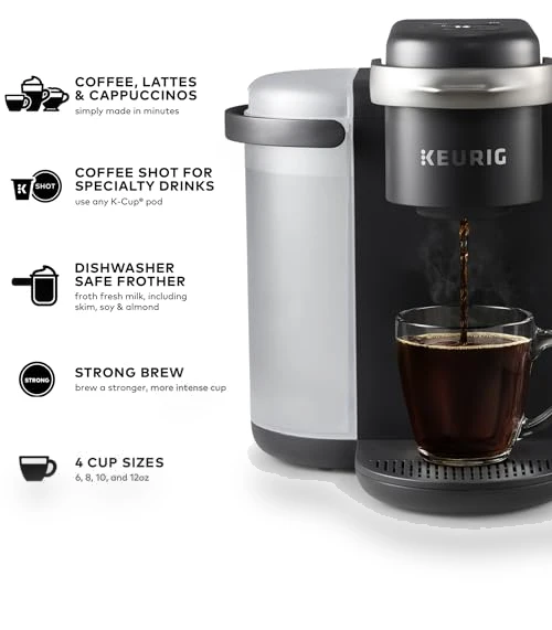 Single Serve Coffee, Latte and Cappuccino Maker with Milk Frother — Coffee & Espresso Combos, Keurig