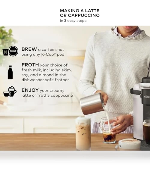 Single Serve Coffee, Latte and Cappuccino Maker with Milk Frother — Coffee & Espresso Combos, Keurig