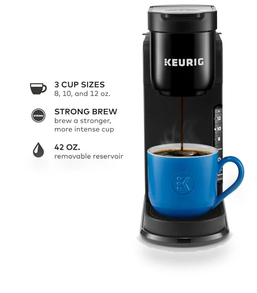 Single Serve K-Cup Pod Coffee Maker, 3 Brew Sizes, Strong Button Feature, 42oz Removable Reservoir — Single-Cup Coffee Makers, Keurig