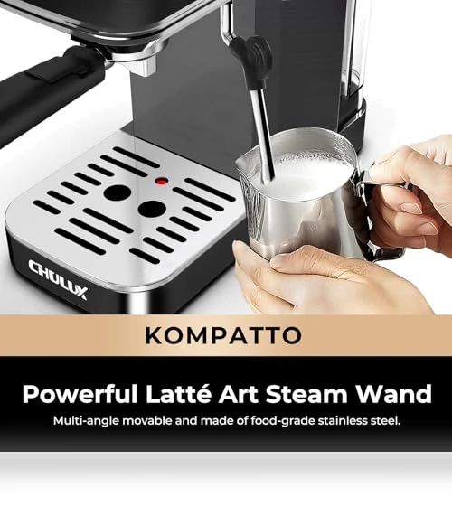 Slim Espresso Machine with Milk Frother Steam Wand, 20 Bar Professional Italian Pump — Coffee & Espresso Combos, CHULUX