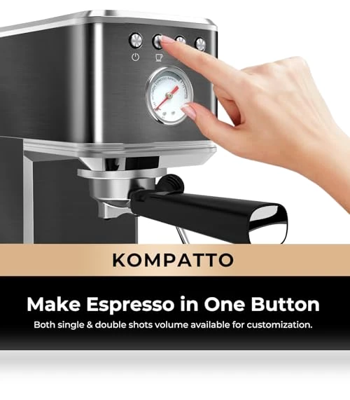 Slim Espresso Machine with Milk Frother Steam Wand, 20 Bar Professional Italian Pump — Coffee & Espresso Combos, CHULUX