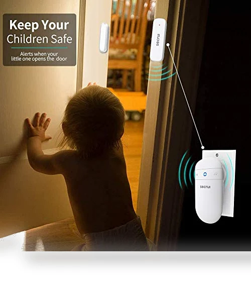Wireless Door Open Sensor Chime with Adjustable Volume, 400ft Range, 52 Chimes — Chimes, SECRUI