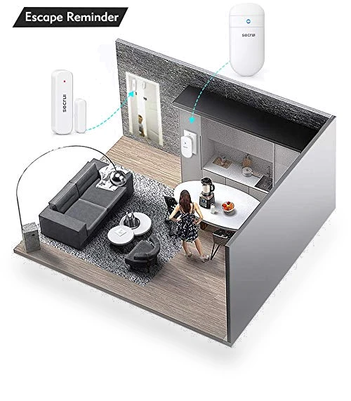 Wireless Door Open Sensor Chime with Adjustable Volume, 400ft Range, 52 Chimes — Chimes, SECRUI