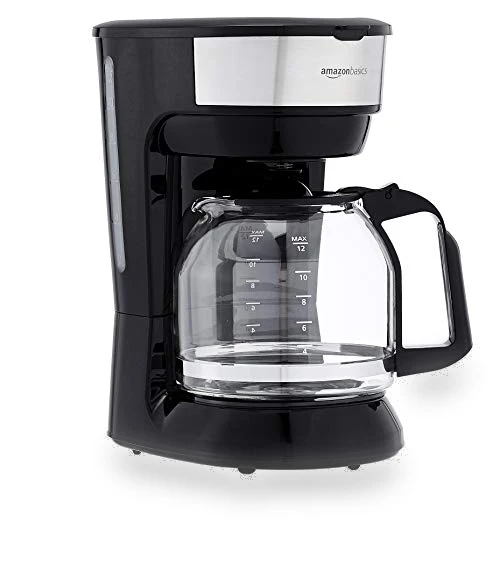 12-Cup Coffee Maker with Reusable Filter, Black & Stainless Steel — Coffee Makers, Amazon Basics