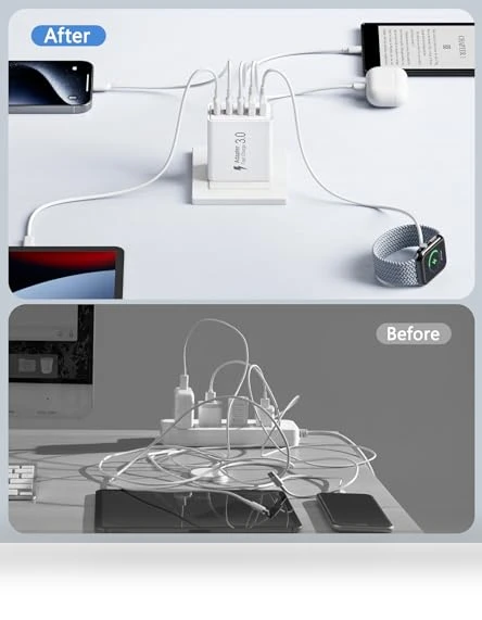 50W 5-Port USB C Wall Charger Brick with Fast Charging — Charging Solutions, Qwinjwin