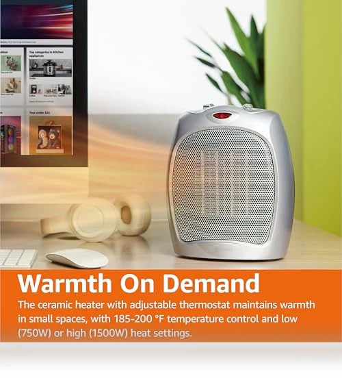 Ceramic Space Heater, Portable Heater for Indoor Use — Portable Heating Solutions, Amazon Basics