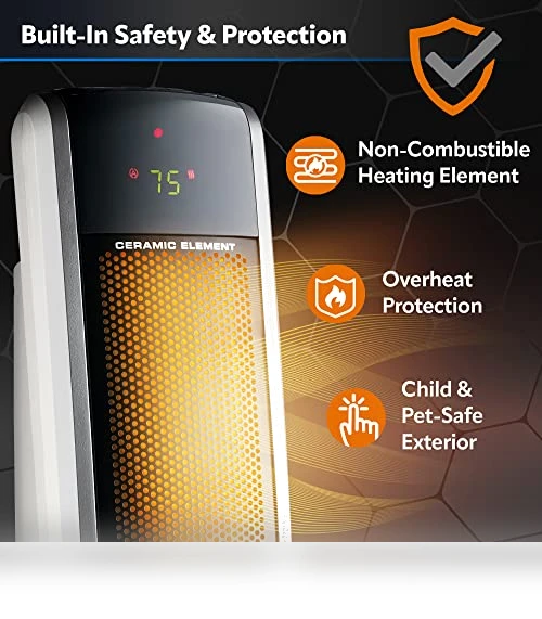 Digital Ceramic Tower Heater for Large Rooms with Remote Control — Home Climate Control, Lasko