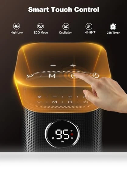 1500W Fast Electric Ceramic Space Heater with Thermostat — Home Climate Control, Wind Talk