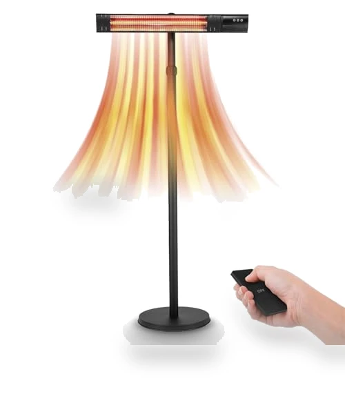 Electric Outdoor/Indoor Infrared Heater, 1500W 3 Settings, Remote Control — Portable Heating Solutions, Aspect Living