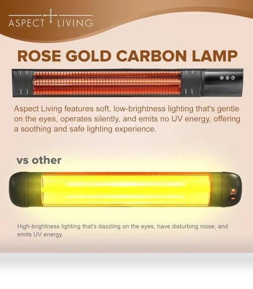Electric Outdoor/Indoor Infrared Heater, 1500W 3 Settings, Remote Control — Portable Heating Solutions, Aspect Living