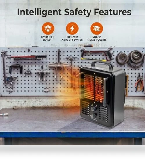 Electric Portable Space Heater with Adjustable Thermostat — Portable Heating Solutions, Comfort Zone